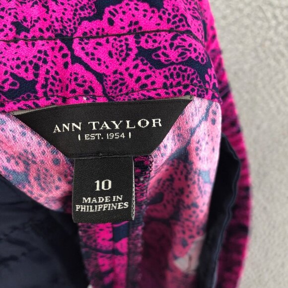 Ann Taylor Pants Womens 10 Pink Lace Print Cropped Jogger Tapered Leg Pockets - Picture 10 of 13